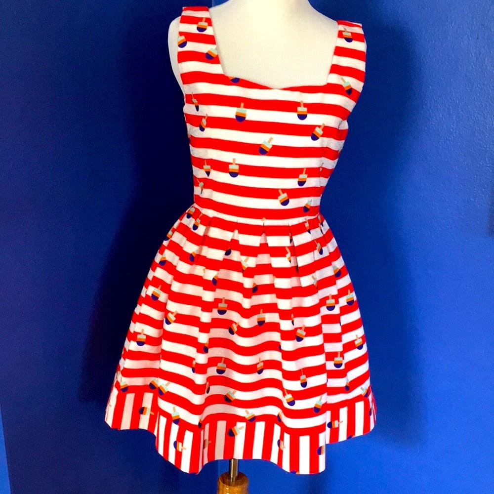 Kling Red & White Stripe summer dress with colorful popsicle print retro pinup - Picture 1 of 16